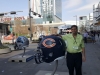 ourside radio row withe bears helmet